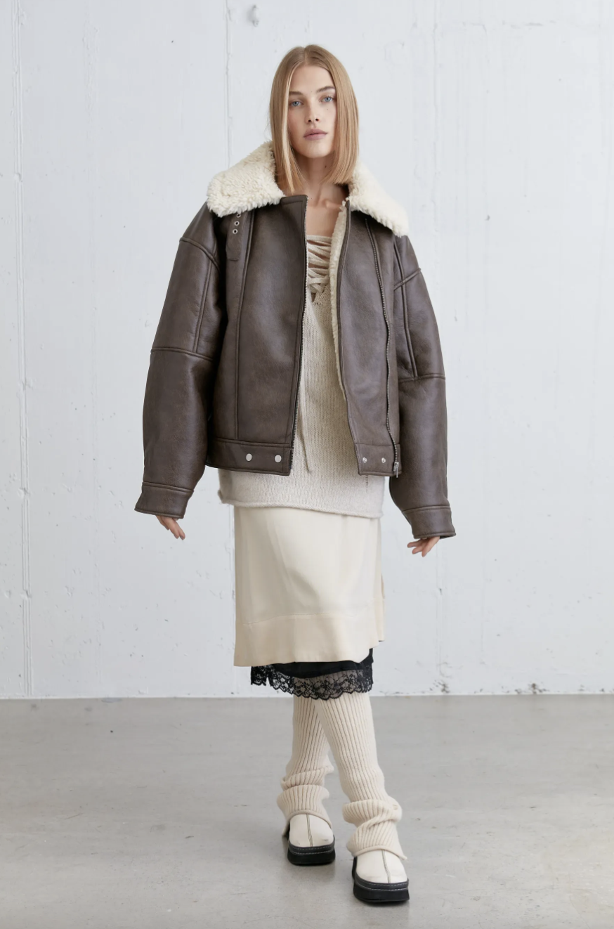 Oversized Sherpa Aviator Jacket.
